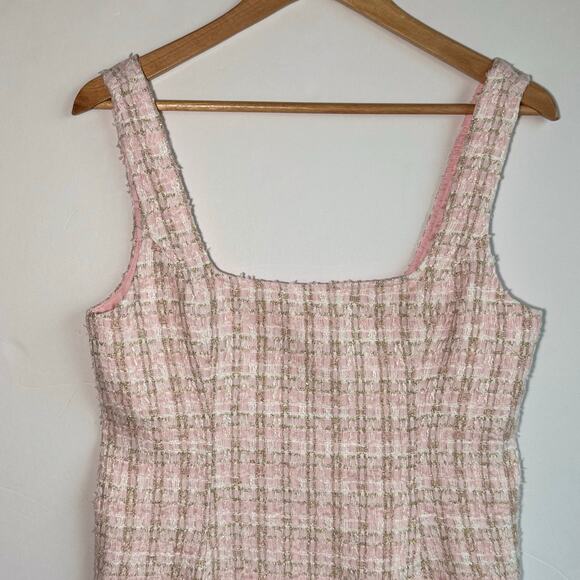 Rumored Tweed Mini Dress Pink Shimmer Size 10 New With Tags - Picture 6 of 14